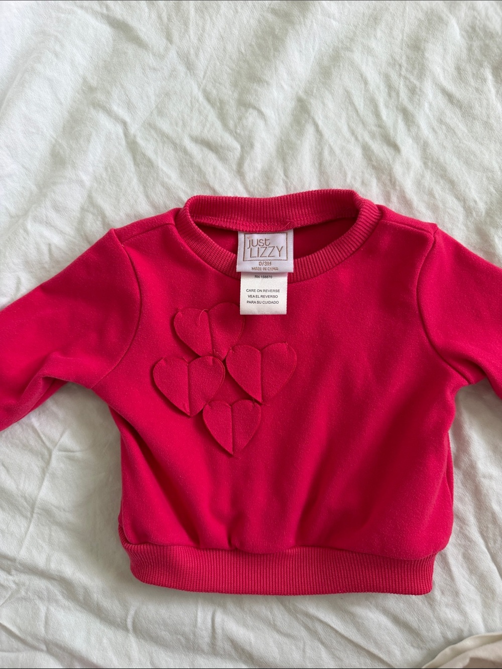 Girls' Hot Pink Heart Appliqué Sweatshirt